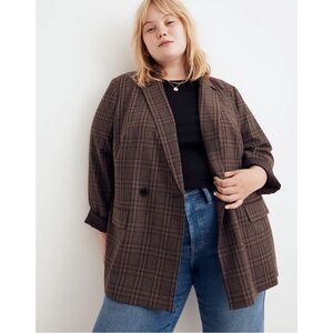 Madewell Plus Caldwell Double-Breasted Blazer in Hedden Plaid 3X